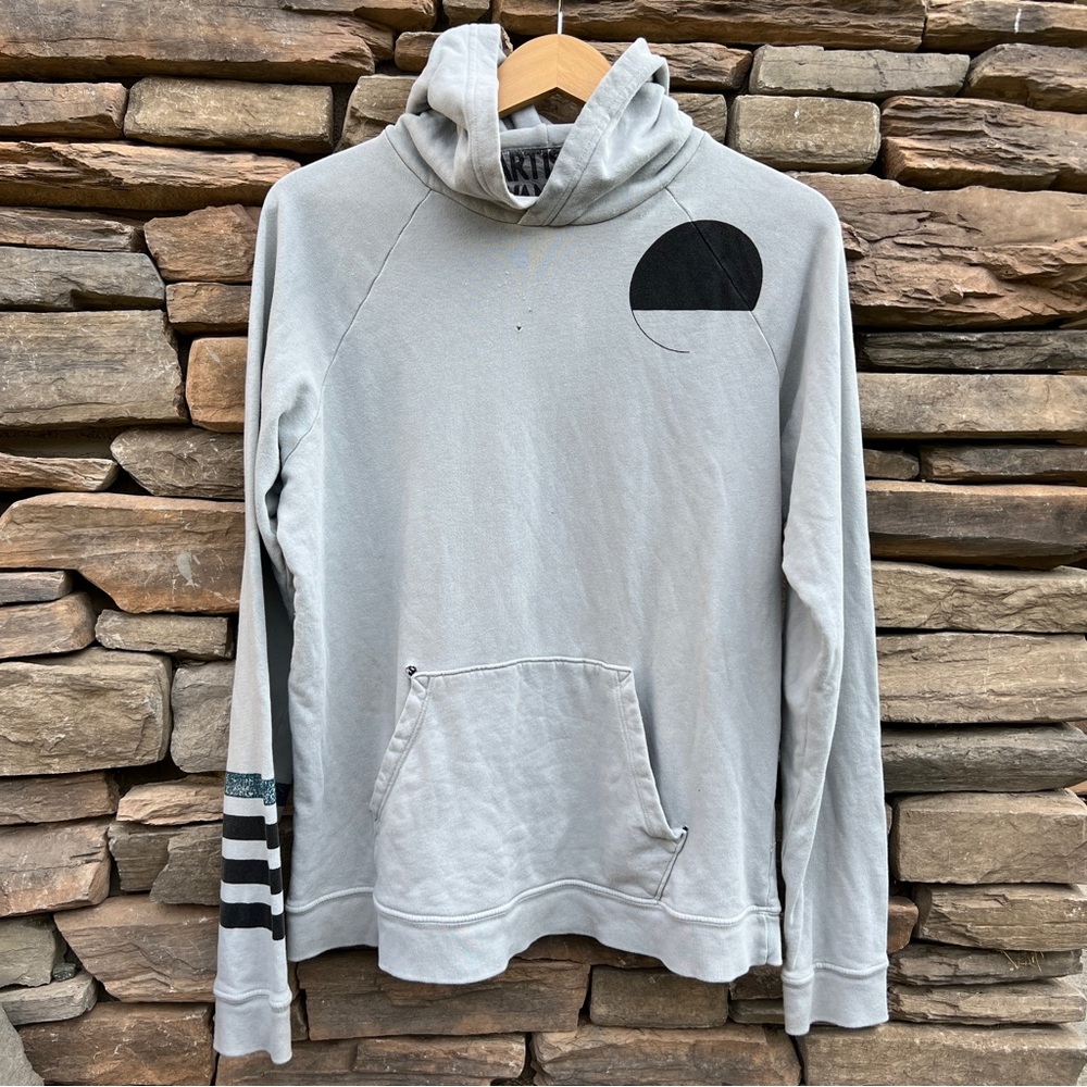 Free City women Large Hoodie Sweatshirt Top El Patron White Gray Symphonic Color